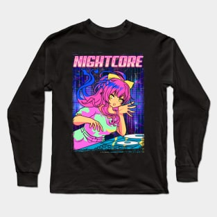 Aesthetic Nightcore Japanese Music Anime Girl EDM Long Sleeve T-Shirt